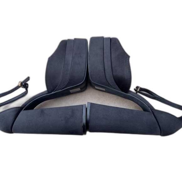 Black 6 in block heel with 2 in platform, glossy fabric, cool disco shoes, 8 - Picture 11 of 11